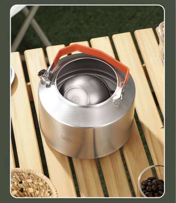 Чайник походный, 1,5 л, из нержавеющей стали SUS304