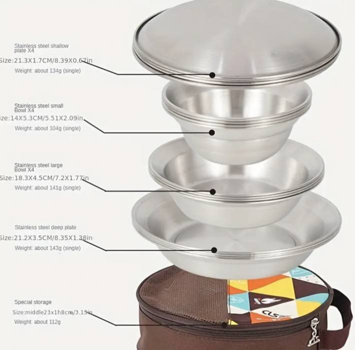 Набор мисок и тарелок в чехле (16 штук)