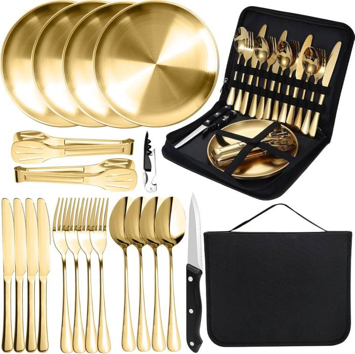 Набор столовых приборов для кемпинга из 20 предметов на 4 персоны, в сумке