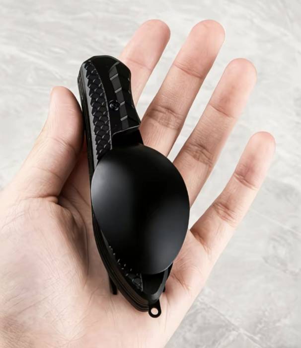 Набор столовых приборов, складной, чёрный 