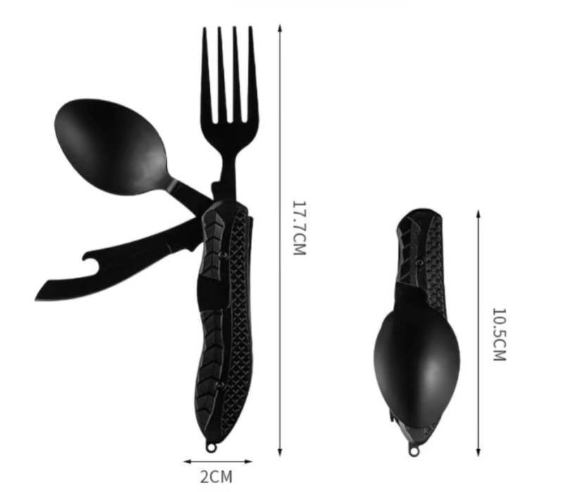 Набор столовых приборов, складной, чёрный 