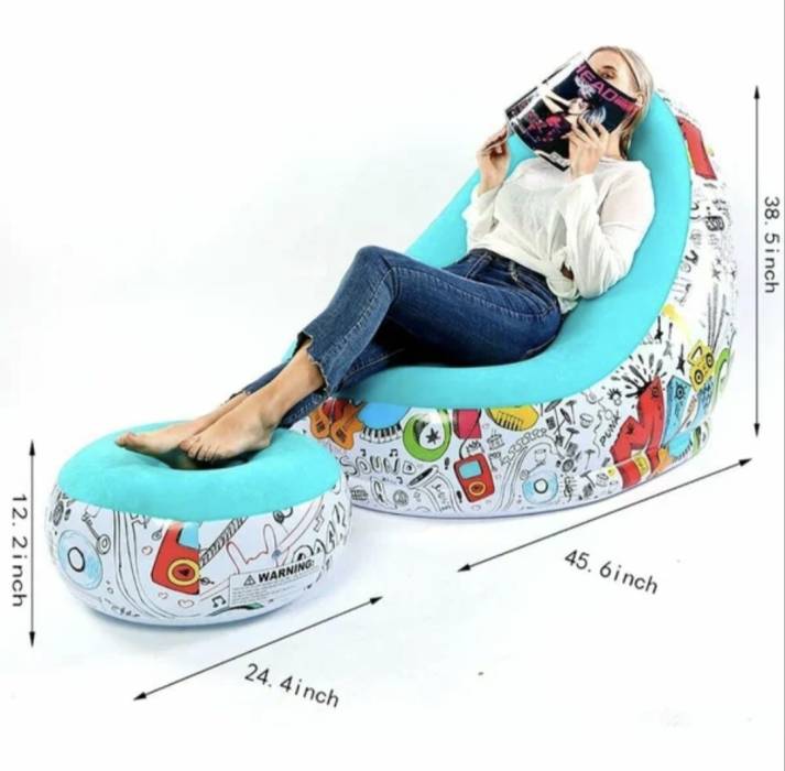 Надувной кресло с пуфиком и насосом