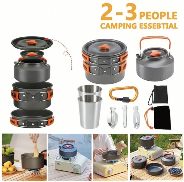 Походный туристический набор посуды 8 предметов, для кемпинга.