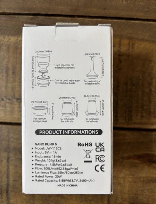 Портативный электрический насос VOLLYC NANO PUMP 5