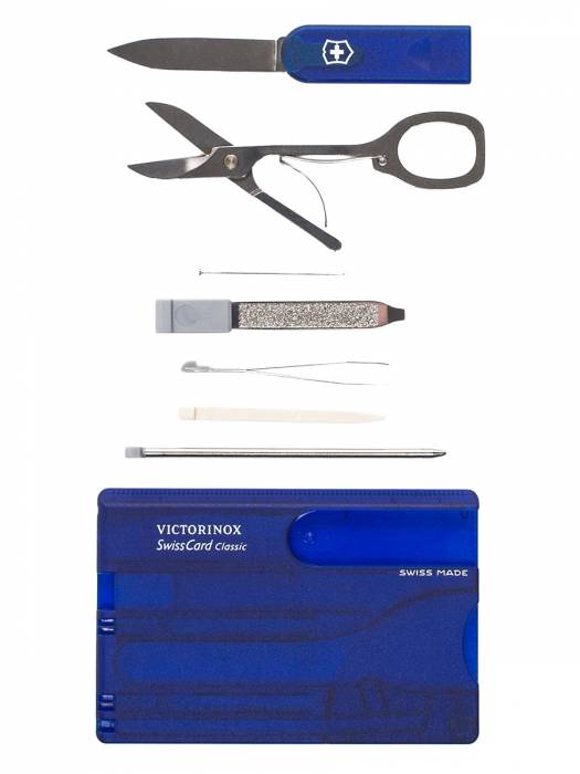 Швейцарская карта Victorinox SwissCard Sapphire 10 функций прозрачный синий