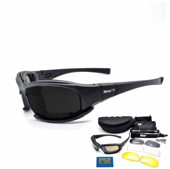 Тактические очки с поляризацией Daisy X7 Black + 4 комплекта линз.