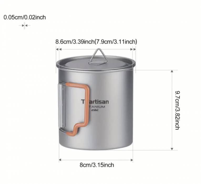 Титановая кружка со складными ручками и крышкой 