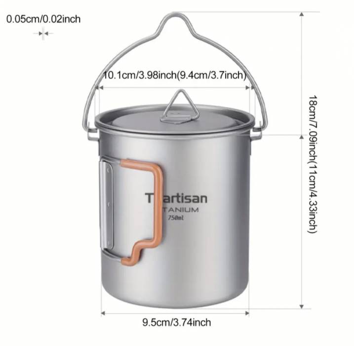 Титановый походный кружка-котелок 